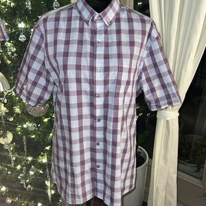Van Heusen mens purple blue Blair shortsleeve button up collar dress shirt Large